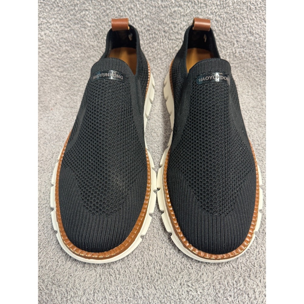 HAOYUNDONG Knit Slip-On Sneakers Black Brown Trim Men's EU 44 (US 10.5)